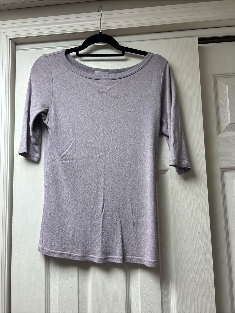Michael Stars Soft Lavender Scoop Neck Elbow Sleeve Top